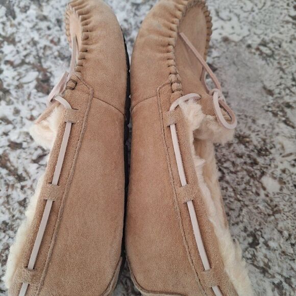 UGG Tan Suede Loafers with Cream Lining - Picture 8 of 10